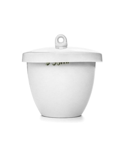 QWORK Lab Porcelain Crucible with Lid, 2 Pack, 50ml Capacity, White, Smooth Surface, for Laboratory School to Heat Chemical Compounds