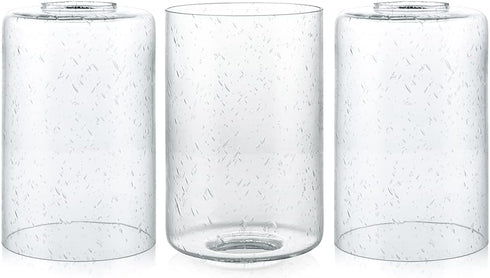 Skelang Seeded Lip-less Glass Lamp Shade, Cylindrical Light Cover with Fitter Opening, Replacement