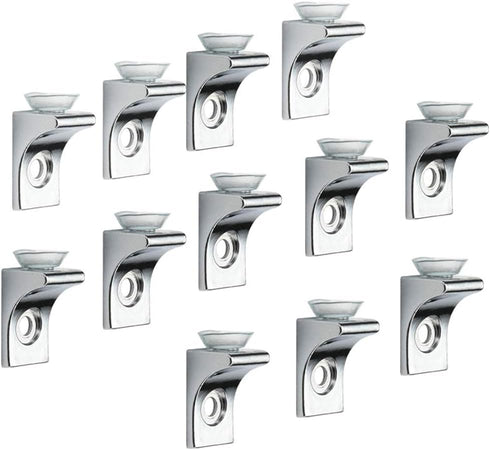 Tiberham Glass Shelf Bracket, 12 Pcs Zinc Alloy Polished Chrome Right Angle Shelf