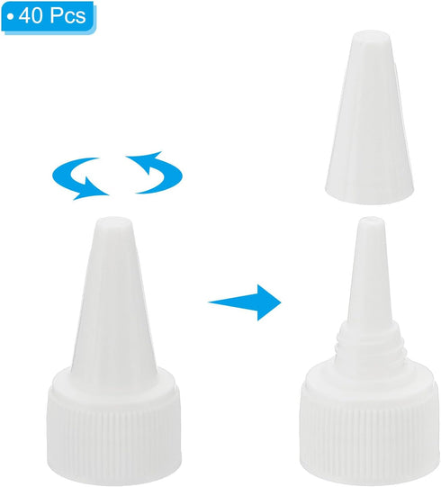 PATIKIL Twist Bottle Caps, 40Pcs 20/410 Squeeze Bottle Cap Replacement for Glue and Paint Dispensing Bottles