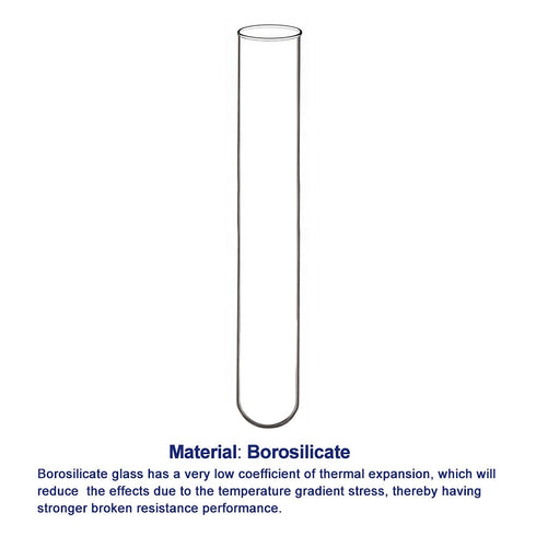 200 Pack Borosilicate Glass Round Bottom Test Tubes, 12 mm OD x 75 mm Length