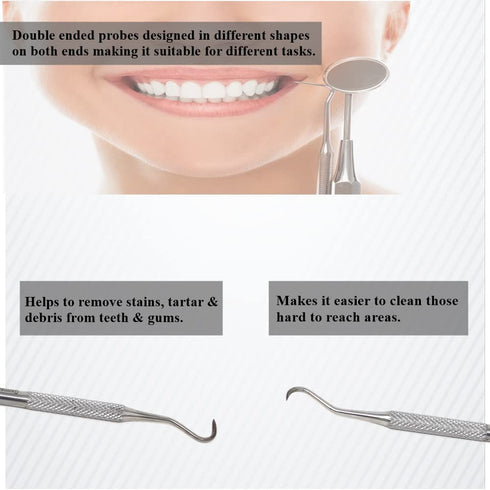 HIGH TECH INSTRUMENTS 6 H6/7 Pcs Double Ended Dental Scalers Made of Stainless Steel Reusable Tooth Pick Suitable