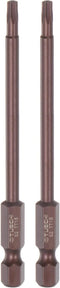 2pcs T15 Torx Bit 1/4" Hex Shank Magnetic Security Star Screwdriver Power Tool, 4" Length, Red