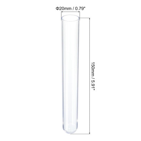 PATIKIL 30ml Plastic Test Tubes with Cork Stoppers, 15Pcs 150x20mm Tubes for Scientific Party Decoration Candy Bead Storage Bath Salt Lab Use, Clear