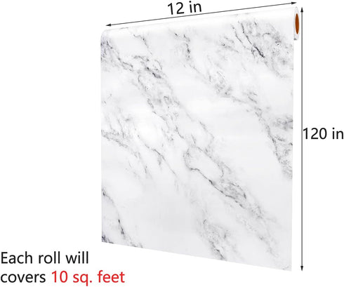 Decotalk White Marble Contact Paper for Countertops, Peel and Stick Marble Wallpaper, Waterproof, 12"x120"