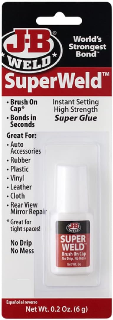 JB Weld JB33106 Superweld Instant Setting High Strength, 6 Gram Bottle for Steel, Rubber, Plastics