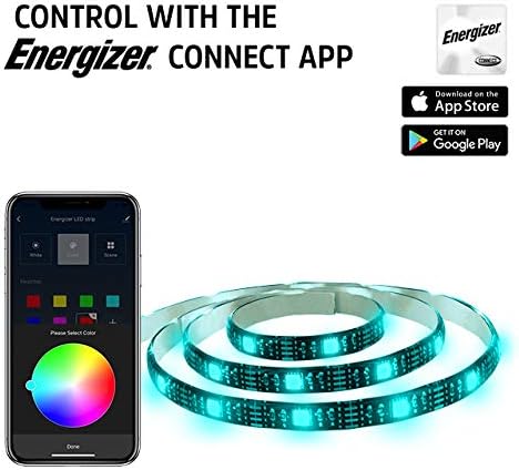 Dimmable 6.5ft Energizer Smart WiFi Multi-Color & Bright White LED Light Strip