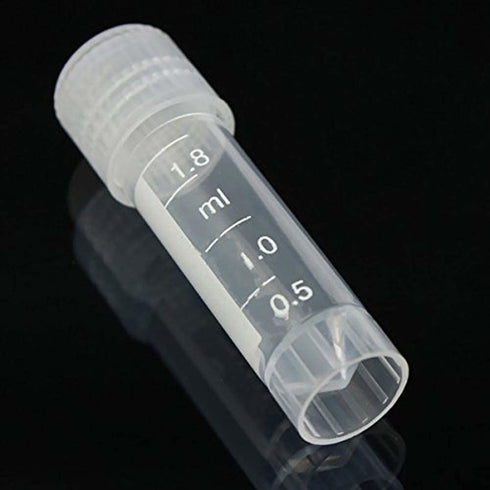 100pcs 2ml Graduated Plastic Cryovial, Cryogenic Vial Tube, Self Standing with Cap