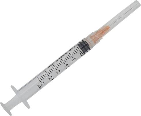 Disposable Lab Syringes, 3ml, 25G 1 Inch Needle, Luer Lock, Pack of 100, Individually Sealed