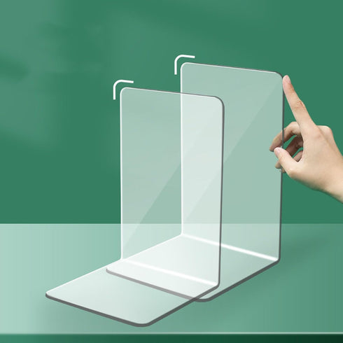 GpahrrDnij Thickened Transparent Acrylic Bookshelf Bookstand L Shaped Bookend Bookholder Fixed Desk Book Storage Device
