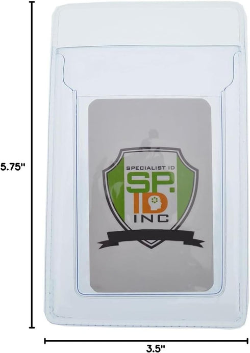 Heavy Duty Pocket Protector with Vertical ID Badge Holder by Specialist ID - Clear Plastic Organizer for Pens, Tools