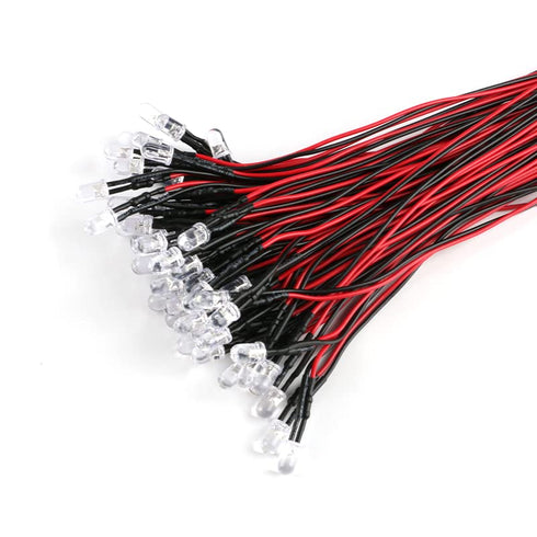 5mm 12 5-12V,0.1W, Cars,12V 50PCS Volt LED Lights Emitting Diodes with Wire, LED Mini LED Lights for Crafts, Toy Mini
