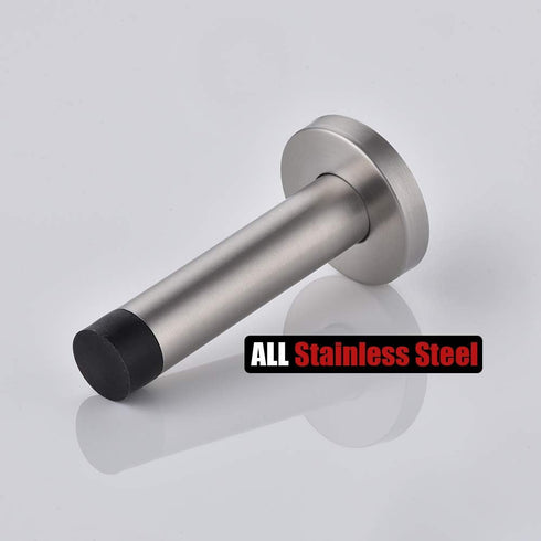JQK 304 Stainless Steel Door Stopper, 1mm Sound Dampening Bumper Wall Protector, 2 Pack, Brushed