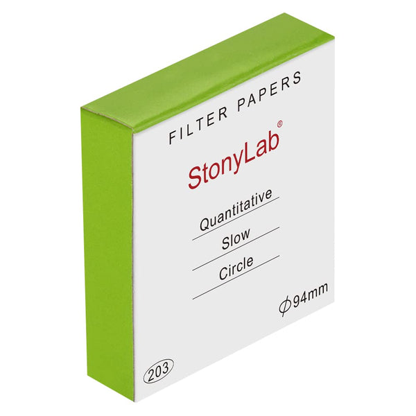 stonylab 100 Pack Quantitative Filter Paper Circles, 94 mm Diameter, Slow Flow Rate, 10 Micron Particle Retention