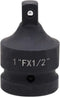 Impact Socket Adapter and Reducer - 1 Inch Drive F to 1/2 Inch M Chrome Molybdenum Steel Converter for Auto
