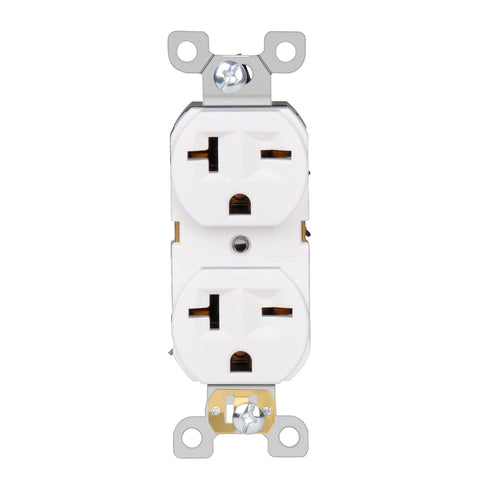 Duplex Electrical Receptacle Outlets, 20Amp 250V Wall Outlet, 2 Pole 3 Wire, 20A 250V Outlet, White, 1-Pack