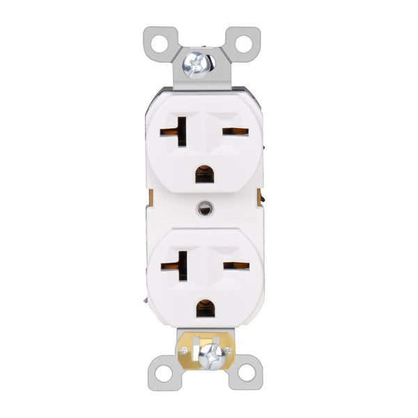 Duplex Electrical Receptacle Outlets, 20Amp 250V Wall Outlet, 2 Pole 3 Wire, 20A 250V Outlet, White, 1-Pack
