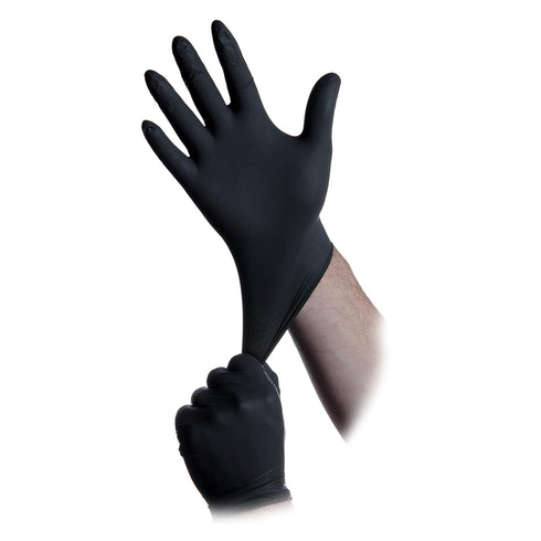 Black Lightning Exam Gloves, Disposable, Powder-Free Nitrile Gloves, Black, Large, 100-Ct