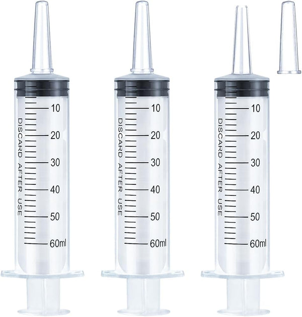 60ml Syringe for Liquid, Oral, Scientific Labs, 3 Pack with Catheter Tip and Cap