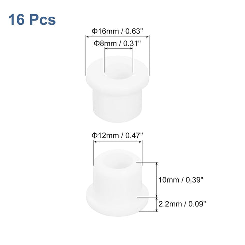 16Pcs Grommets 1/2"(12mm) 5/16"(8mm) Grommet uxcell Rubber Drill Hole, ID Hole Top Hat White Silicone Rubber Hole Plug