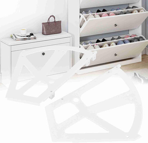 2-Layer White Shoe Cabinet Hinges - Replacement Flip Frames