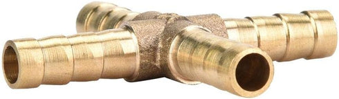 5pcs Brass Cross Fitting - 4 Way Brass Hose Barb Connector Joint for Air, Water, Oil, Gas, Fuel (6mm)