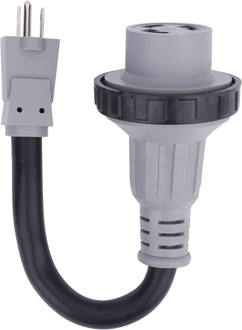 AA Ignition 15 Amp to 30 Amp RV Adapter, 12 Inch Dogbone Electrical Converter Plug, 5-15P Male to L5-30R Female,