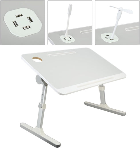 PERZOE Laptop Desk Foldable Bed, Table Folding Breakfast Tray, Adjustable Laptop Bed Table with Heights and Angles