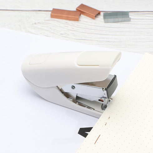 Effortless Heavy Duty Office Stapler, Small White Stapler, 20 Sheet Capacity for Desk, Low Force