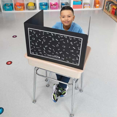 Really Good Stuff Deluxe Privacy Shield, Large - Black Corrugated Plastic for Student Desks
