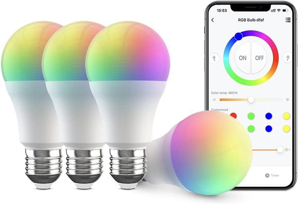 Broadlink FastCon Smart Bulb LB4E26, Color Changing with Music Sync, A19/E26/9W/800LM - 4 Pack