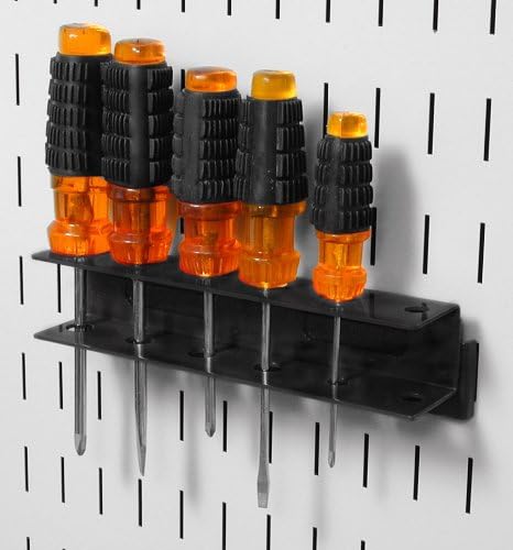 Wall Control Black Pegboard Screwdriver Holder Bracket, Slotted Metal Accessory for Pegboard and Tool Board