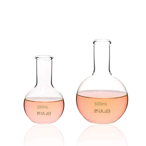ULAB Boiling Flask Set, 2 Sizes 250ml 500ml, Borosilicate 3.3 Glass Material, UBF1007
