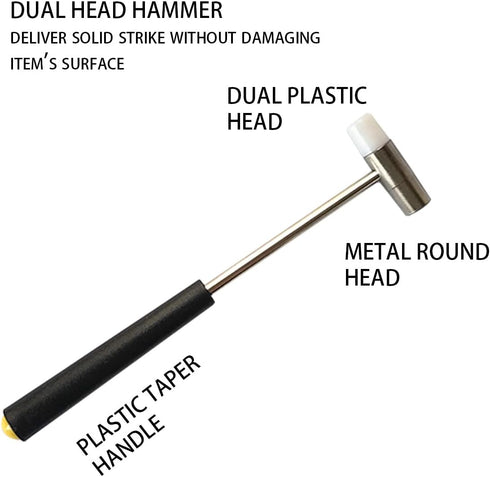 Hammer, 7 Inches, Hammer Dual Head Small Plastic Head and Metal Head, Black Plastic Grip, Double face Jewelry Mallet