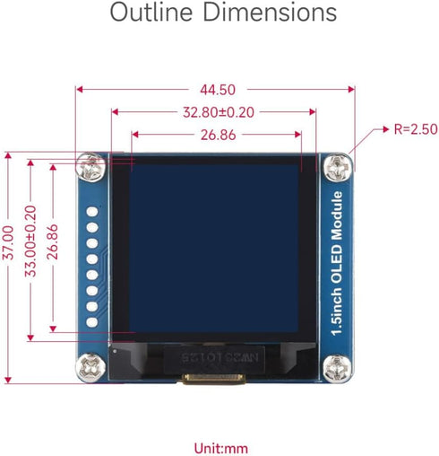 waveshare 1.5inch 128x128 16-bit Communicating I2C OLED Display Module Pixels Grey Level with Embedded Controller via