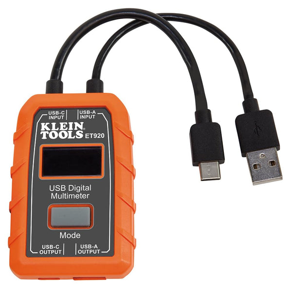 Klein Tools ET920 USB Power Meter, Digital Meter for Voltage, Current, Capacity, Energy, Resistance, USB-A, USB-C