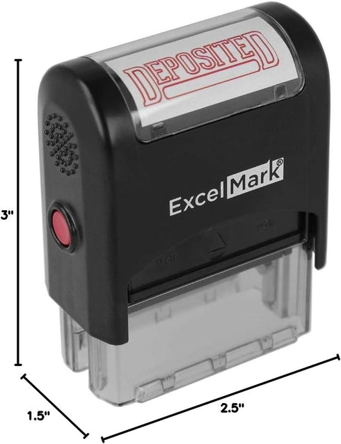 ExcelMark DEPOSITED Self-Inking Rubber Stamp with Red Ink