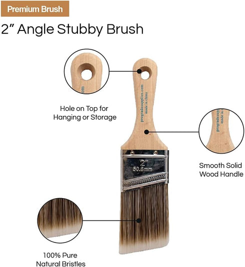 Vermeer 4-Pack Paint Brushes, 2" Angle Stubby Brushes for All Latex and Oil Paints & Stains, Home Improvement