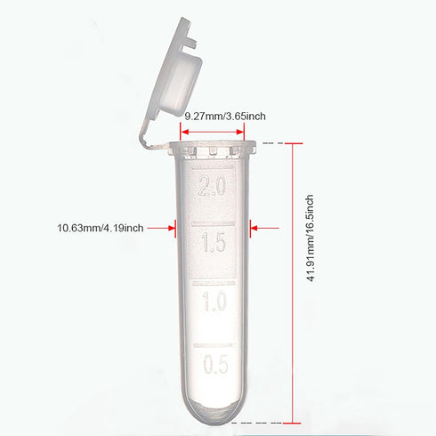 2ml Graduated Microcentrifuge Tube - PCR Tube with Flat Cap, Polypropylene Plastic (1000pcs)