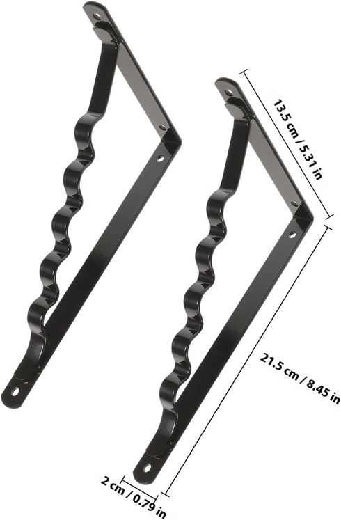 LIFKOME 2pcs Wall Mounted Iron Shelf Brackets Black Triangular Floating Shelf Supports Heavy Duty Load Bearing Up