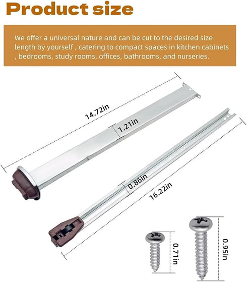 Metal Drawer Slide Replacement for Various Dressers and Nightstands, Drawer Track and Rail Kit with Metal Support Plate