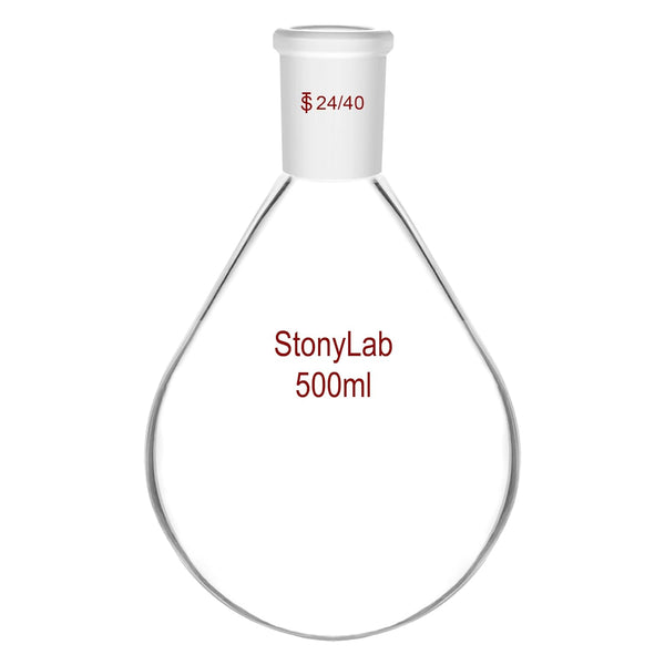 StonyLab Borosilicate Glass 500mL Heavy Wall Recovery Flask with 24/40 Outer Joint
