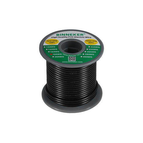 18 Gauge PVC 1007 Solid Electric Wire Black 50 ft, 18 AWG 1007 Hook Up Wire 300V Solid Tinned Copper Wire.