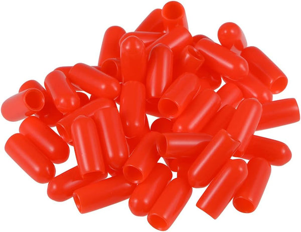 uxcell 50pcs Rubber End Caps - 4.5mm ID Vinyl Round Tube Bolt Cap Cover Screw Thread Protectors (Red)