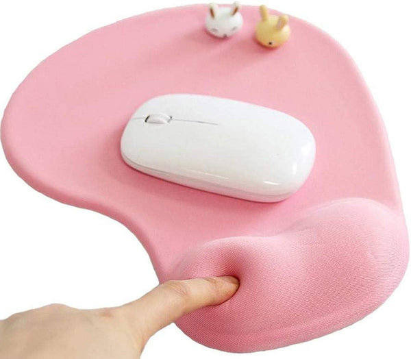 Office Mousepad with Gel Wrist Support, Ergonomic Gaming Desktop Memory Foam Mouse Pad, Pink