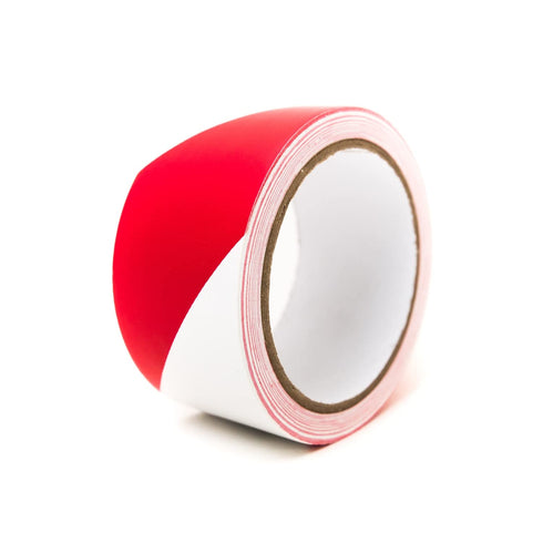 Safety Warning Hazard Floor Tape, Red and White Stripes, 2 Inch x 54 Feet