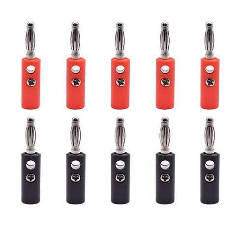 HiLetgo 20pcs 4MM Banana Plug Male Audio Speaker Jack Amplifier Terminal Connectors (10 Red + 10 Black)