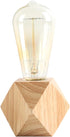 OuXean Small Wood Table Lamp, Bedside Lamp with Diamond Wooden Base E26