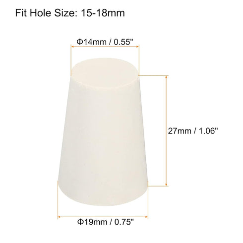 MECCANIXITY Rubber Tapered Plug 14mm to 19mm Solid Test Tubes Bungs Stopper White for Lab Home 12 Pieces