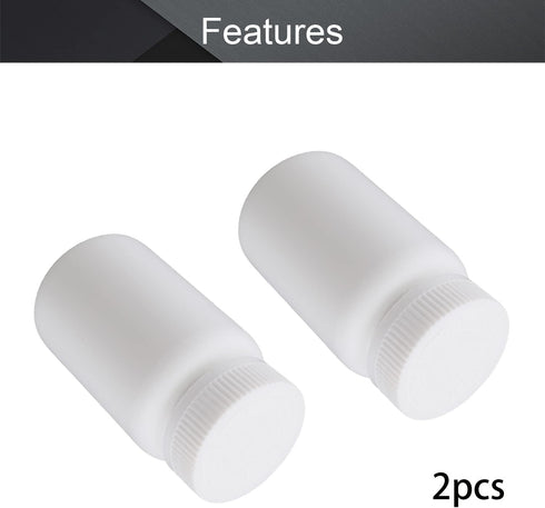 Othmro 2pcs PE Plastic Lab Chemical Reagent Bottles, 200ml/6.8oz Wide Mouth Round Sample Storage Container White